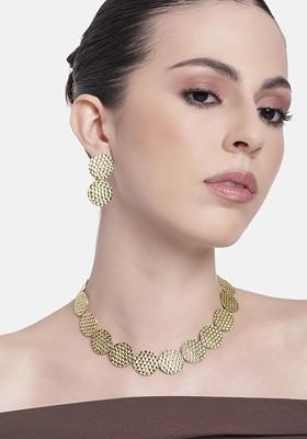 Gold Solid Gold Plated Necklace Set