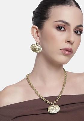 Gold Solid Gold Plated Necklace Set