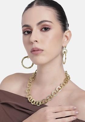 Gold Solid Gold Plated Necklace Set