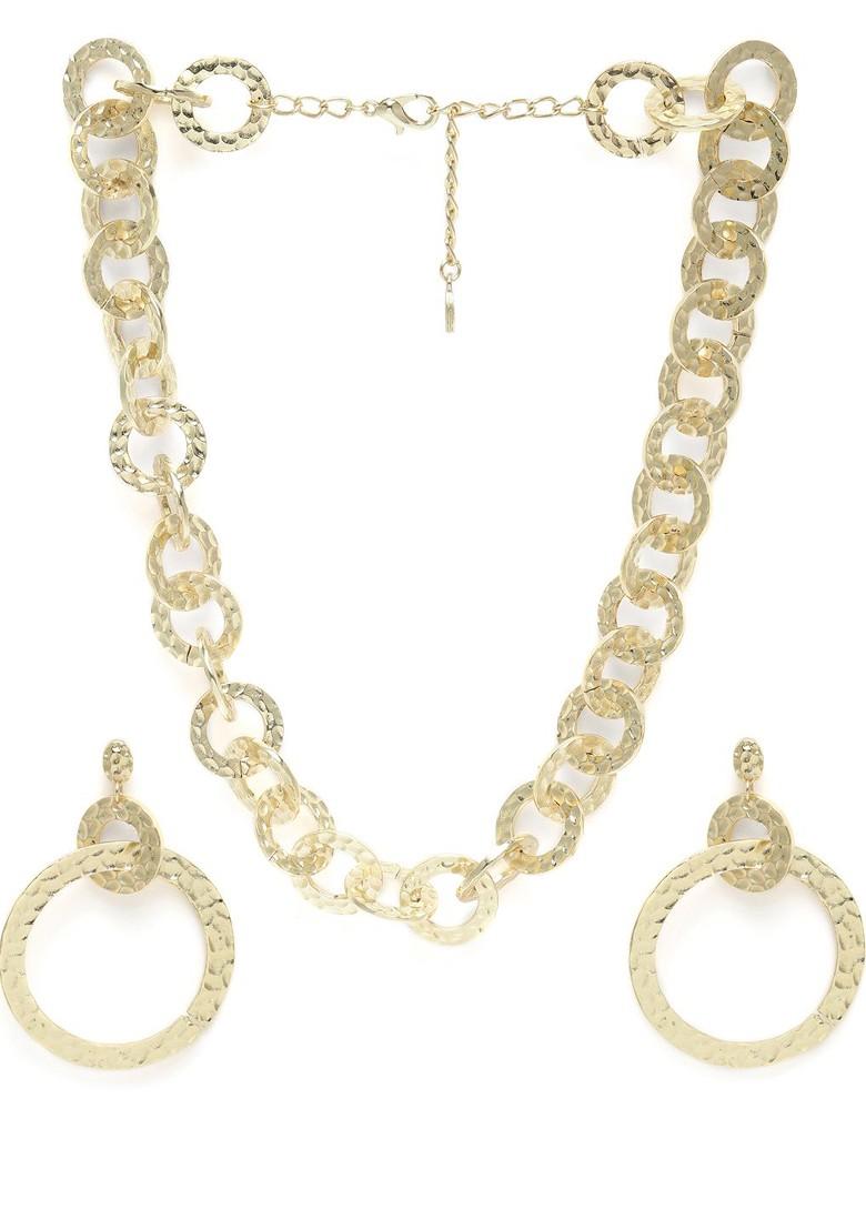 Gold Solid Gold Plated Necklace Set