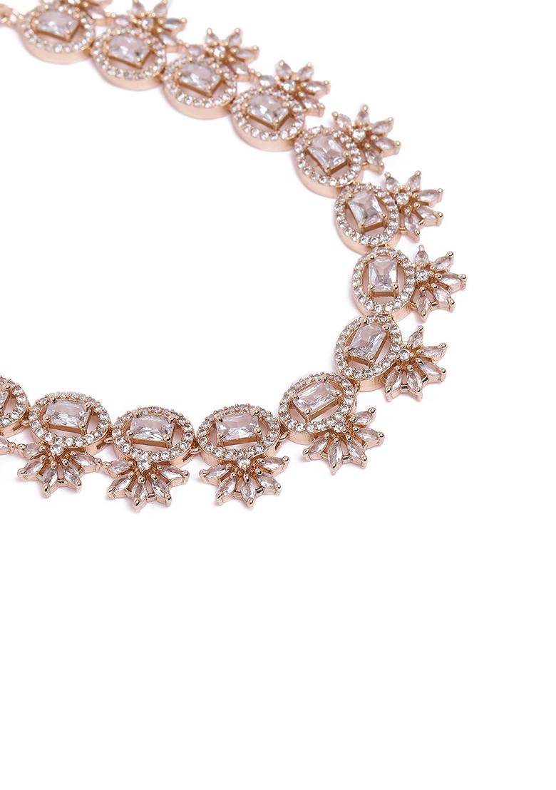 White Studded Gold Plated Necklace Set