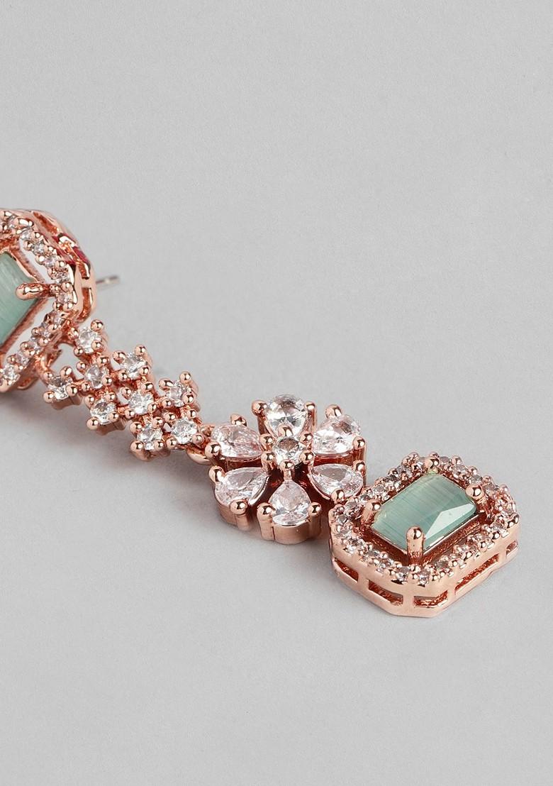 Rose Gold Cz Gold Plated Necklace Set