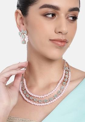 Green Solid Gold Plated Necklace Set