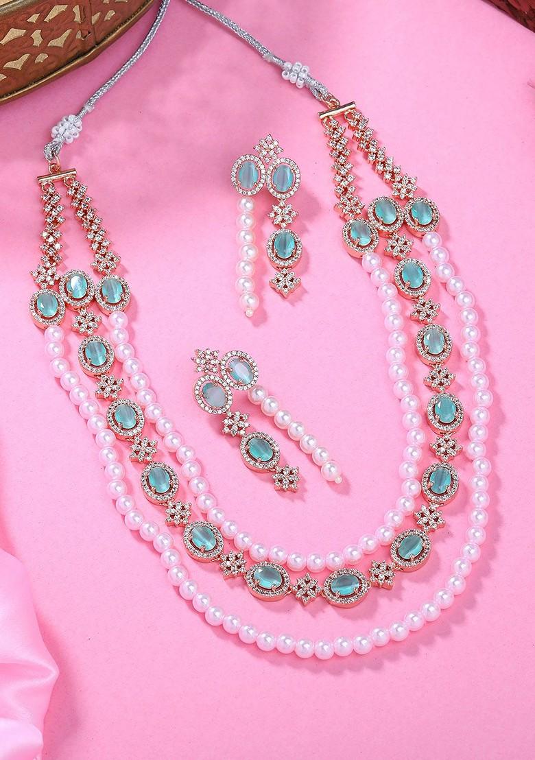 Green Solid Gold Plated Necklace Set