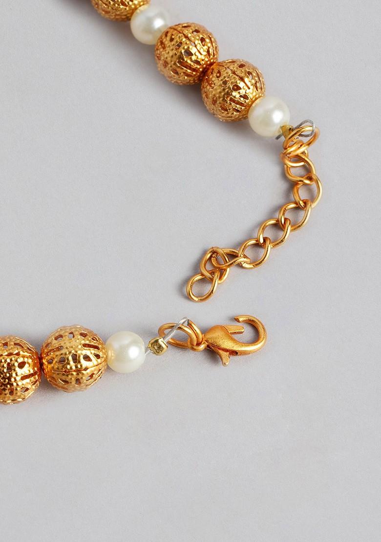 Gold Studded Gold Plated Necklace Set