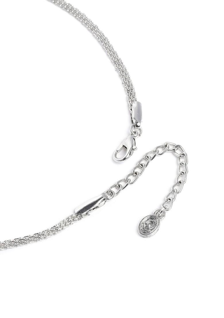 Silver Studded Rhodium Plated Necklace Set
