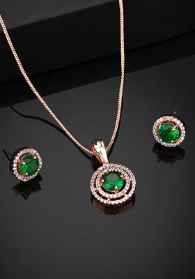 Rose Gold Studded Gold Plated Necklace Set