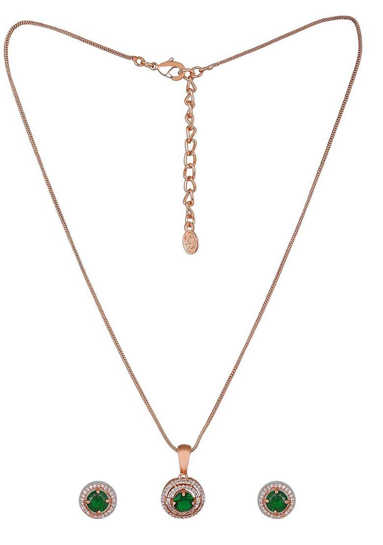 Rose Gold Studded Gold Plated Necklace Set