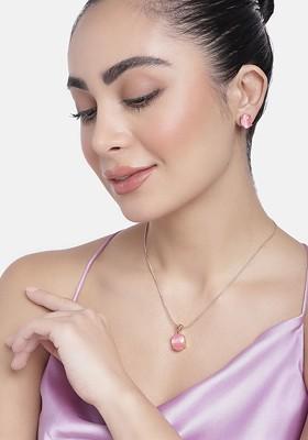 Rose Gold Studded Gold Plated Necklace Set