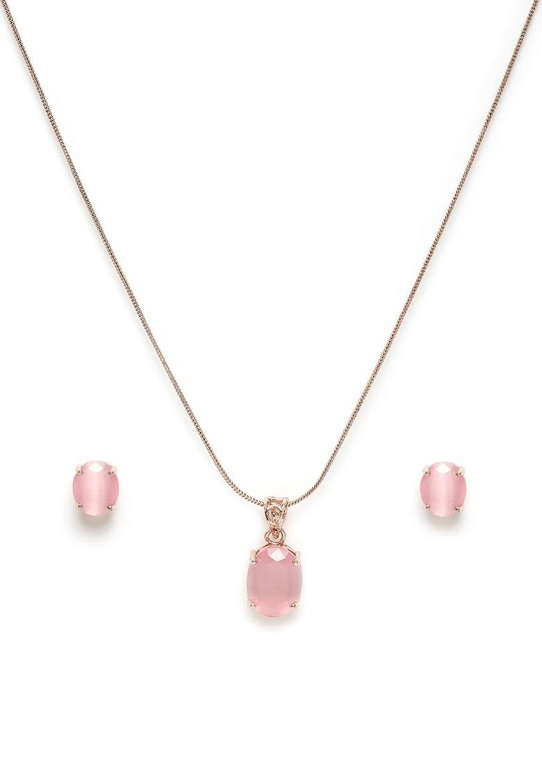 Rose Gold Studded Gold Plated Necklace Set