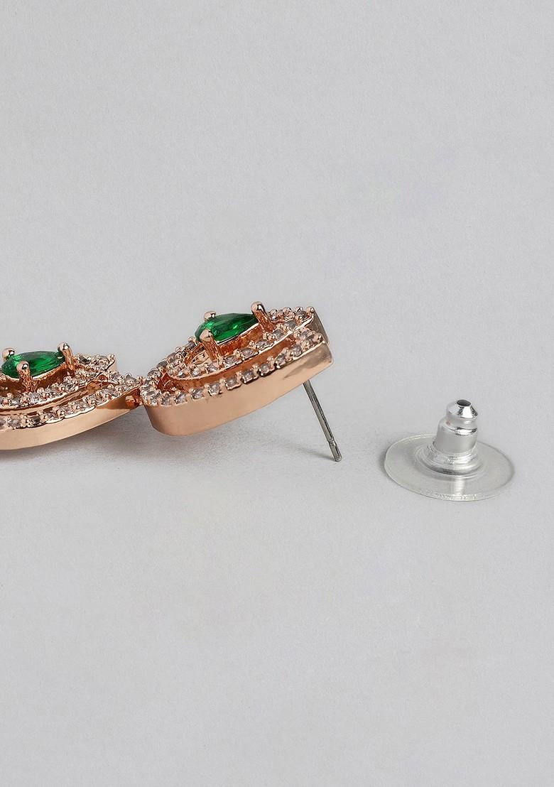 Green Studded Gold Plated Necklace Set