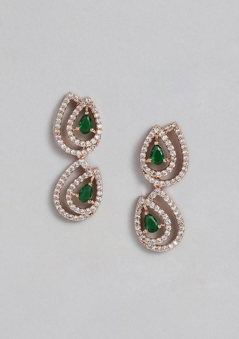 Green Studded Gold Plated Necklace Set