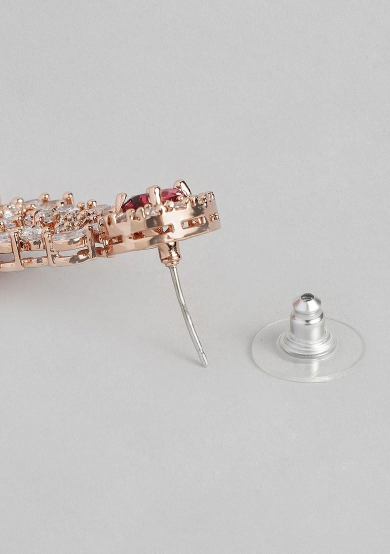 Pink Studded Gold Plated Necklace Set