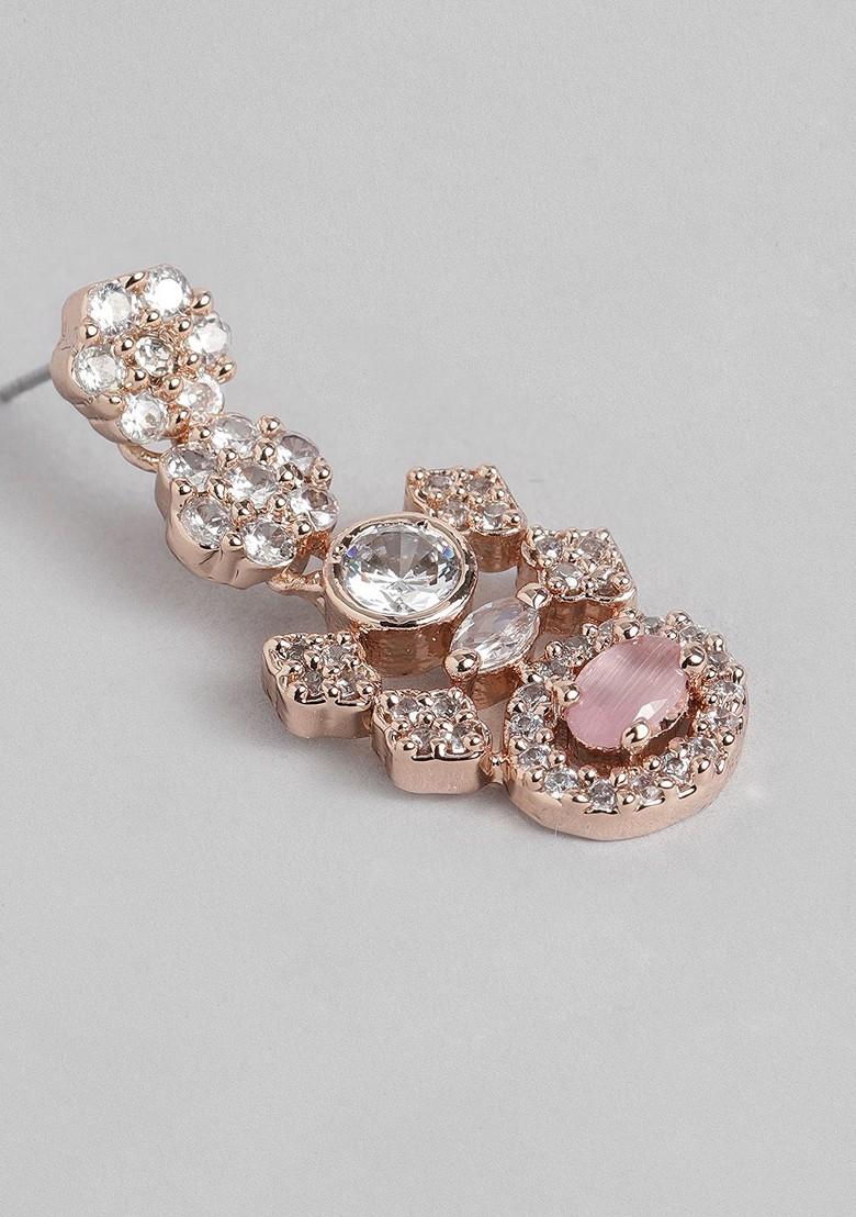 Pink Studded Gold Plated Necklace Set