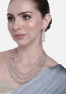 Rose Gold Cz Gold Plated Necklace Set