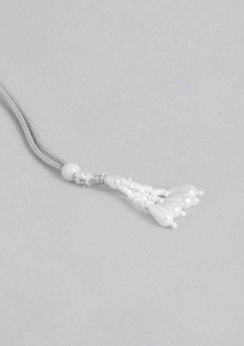 Green Studded Rhodium Plated Necklace Set