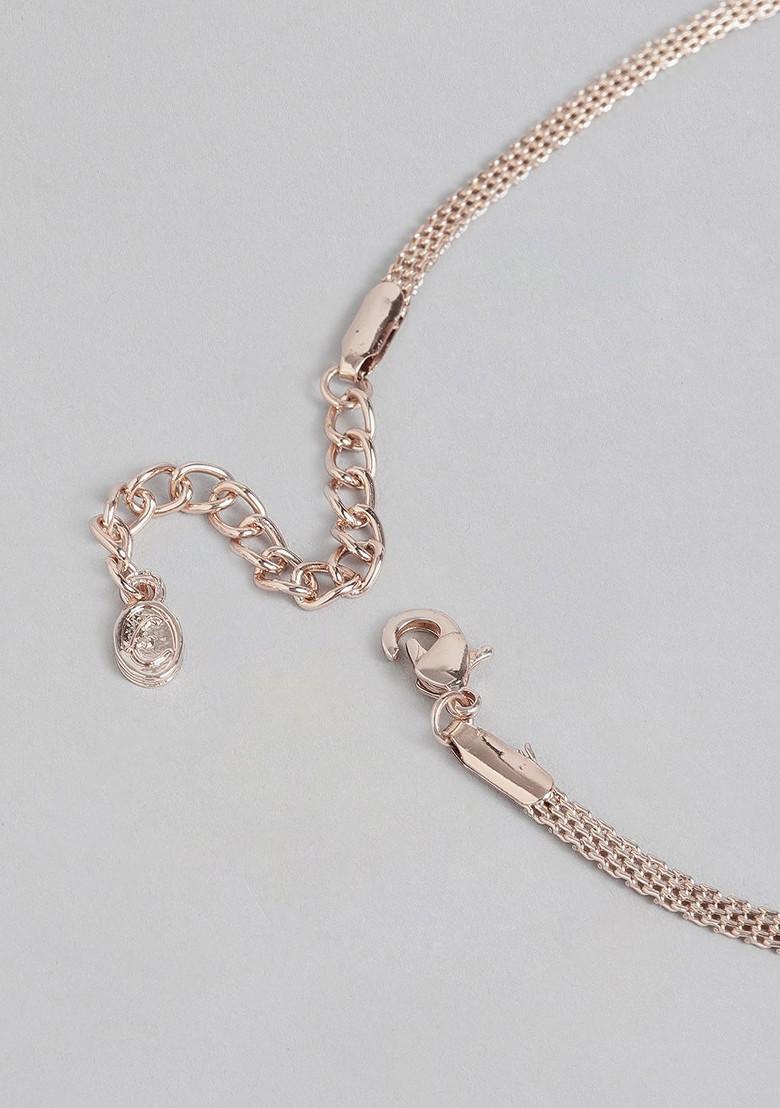 Pink Studded Gold Plated Necklace Set