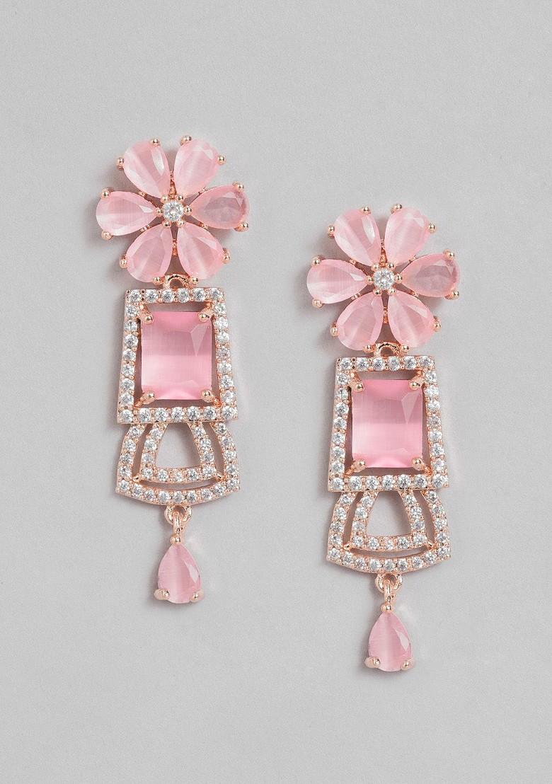 Pink Studded Gold Plated Necklace Set