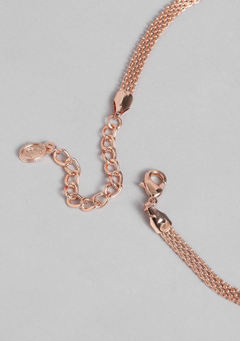 Pink Studded Gold Plated Necklace Set