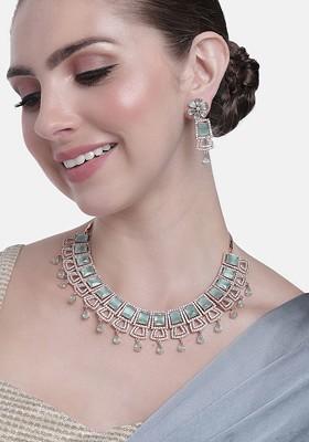 Rose Gold Cz Gold Plated Necklace Set
