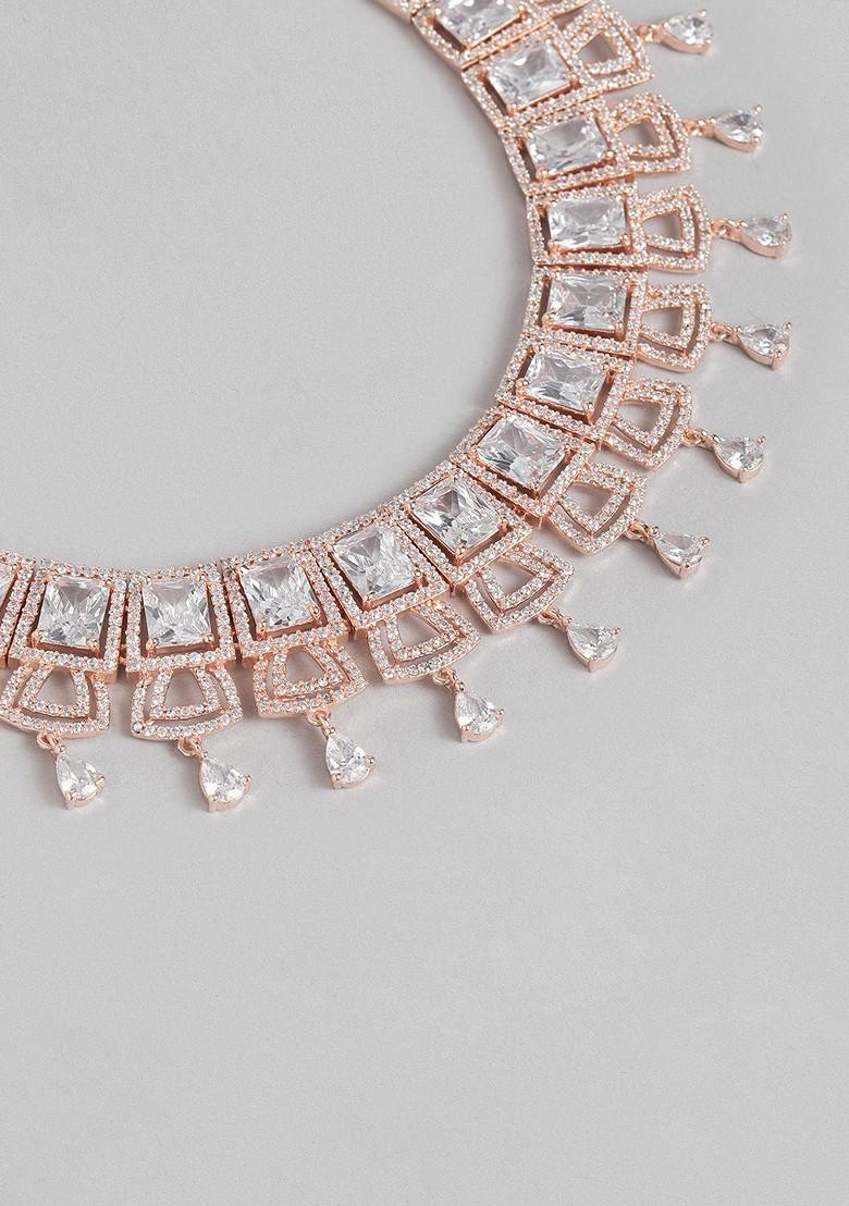 White Studded Gold Plated Necklace Set