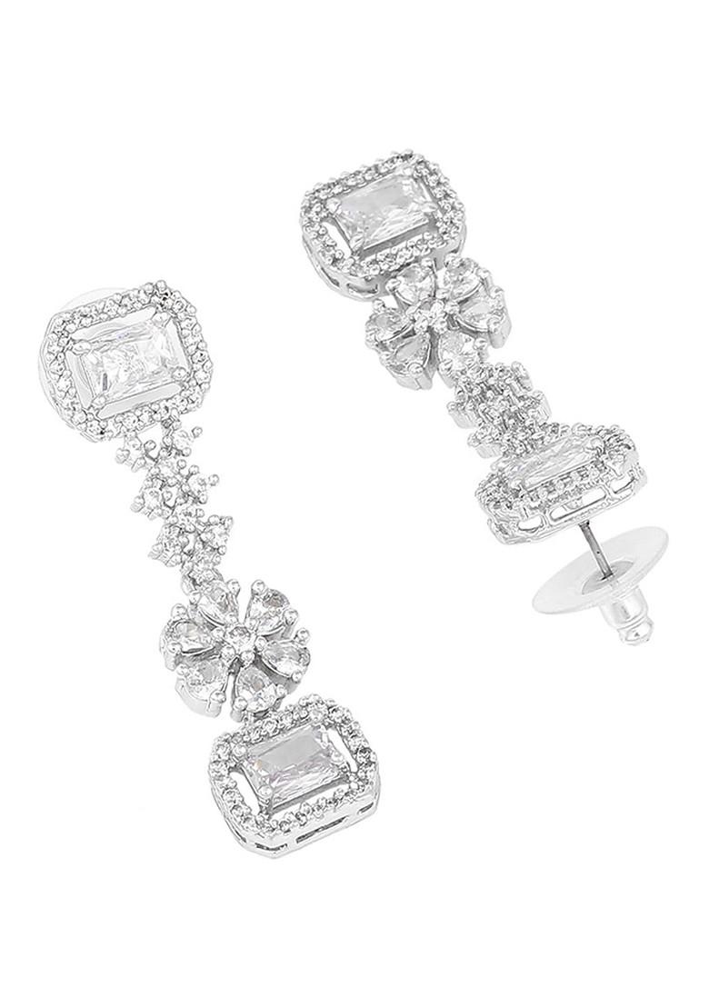 Silver Studded Rhodium Plated Necklace Set