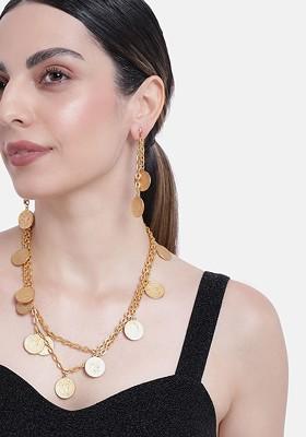 Gold Solid Gold Plated Necklace Set