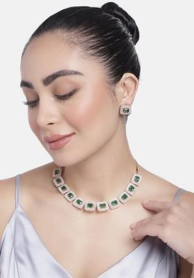 Rose Gold Cz Gold Plated Necklace Set