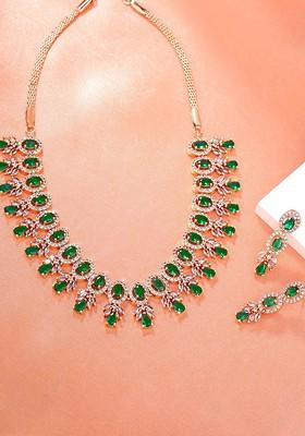 Rose Gold Cz Gold Plated Necklace Set