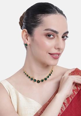 Gold Crystals Gold Plated Necklace Set