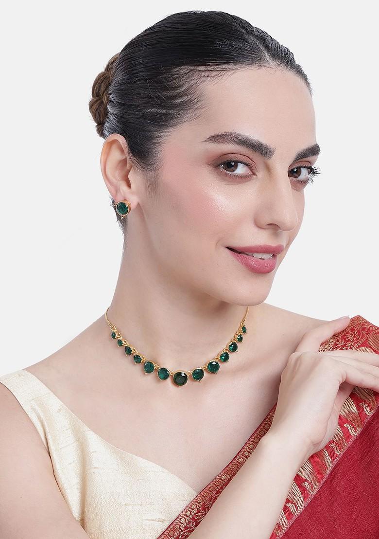 Gold Crystals Gold Plated Necklace Set