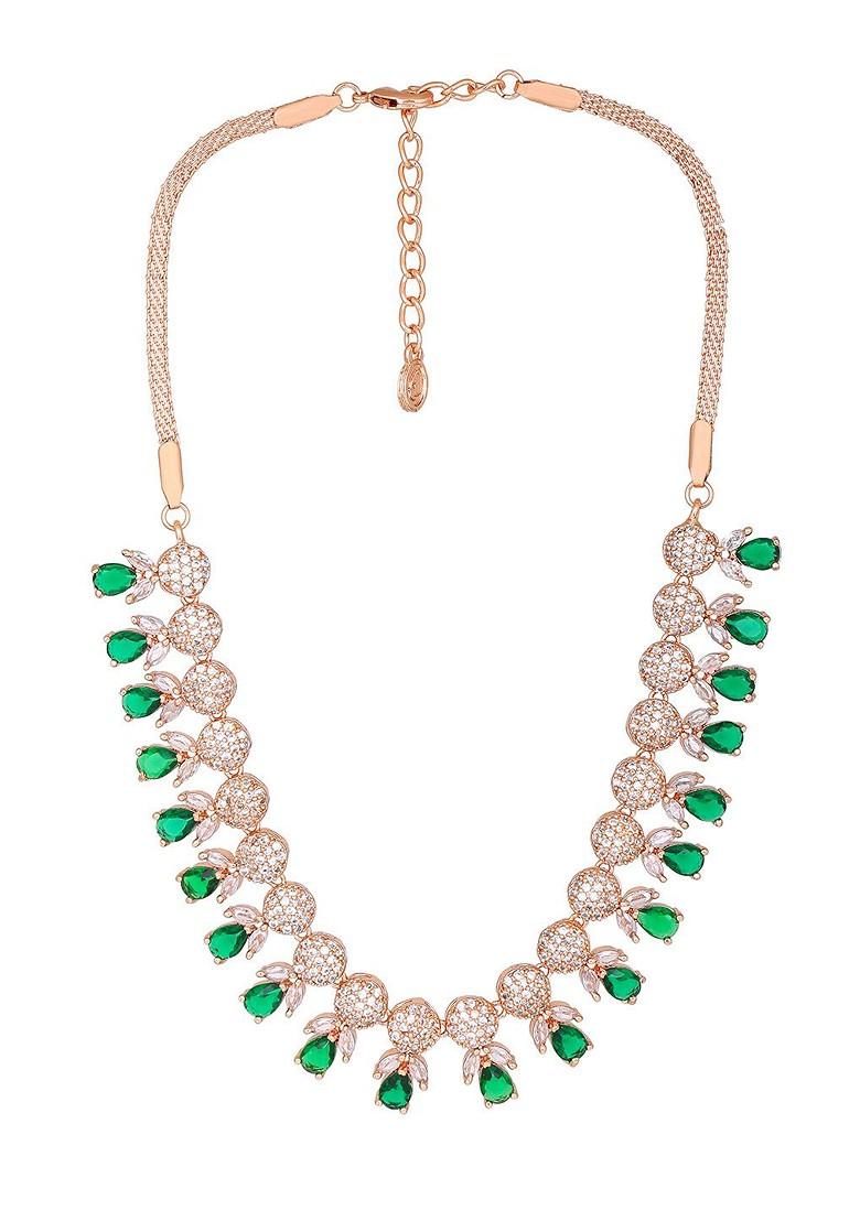 Rose Gold Cz Gold Plated Necklace Set