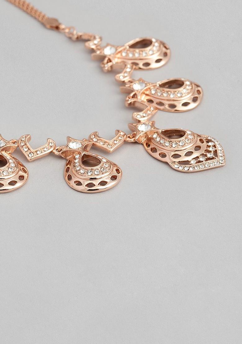 Rose Gold Crystals Gold Plated Necklace Set