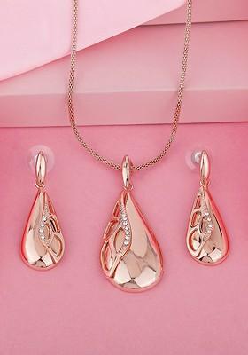Rose Gold Crystals Gold Plated Necklace Set