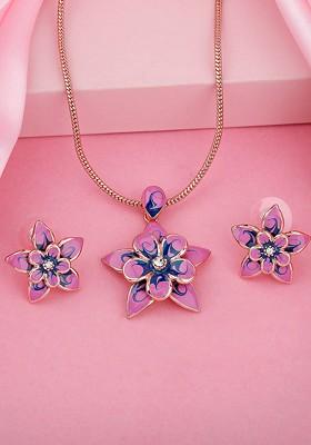 Rose Gold Studded Gold Plated Necklace Set