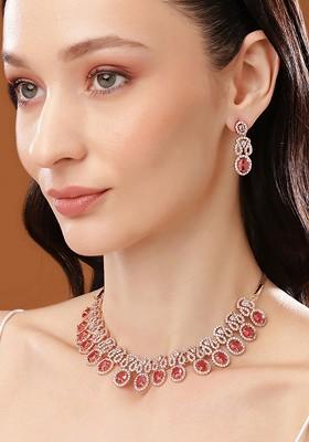 Rose Gold Solid Gold Plated Necklace Set