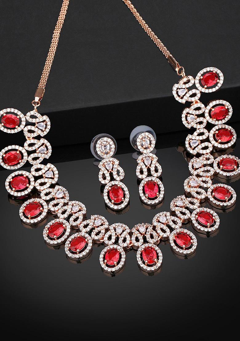 Rose Gold Solid Gold Plated Necklace Set