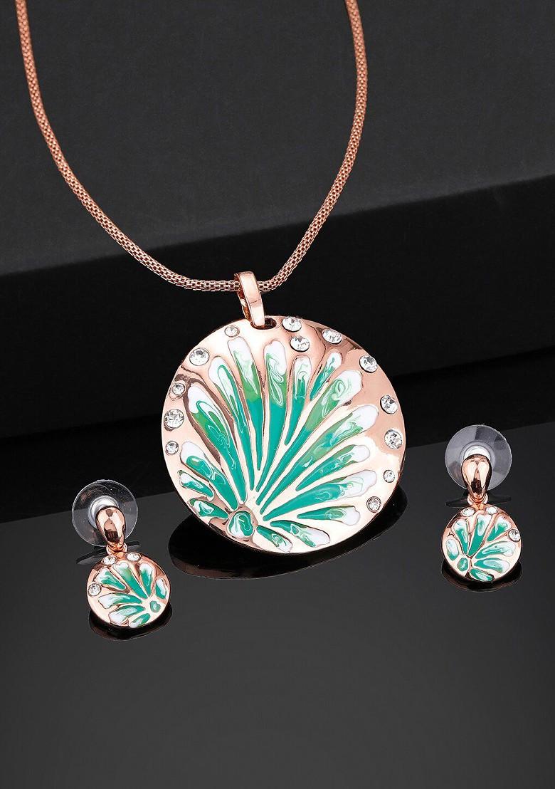 Rose Gold Solid Gold Plated Necklace Set