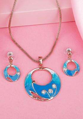 Rose Gold Solid Gold Plated Necklace Set