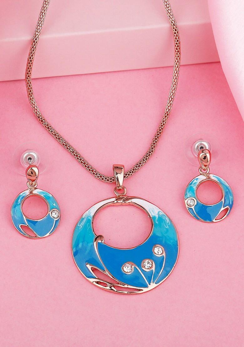 Rose Gold Solid Gold Plated Necklace Set