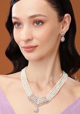 Rose Gold Solid Gold Plated Necklace Set