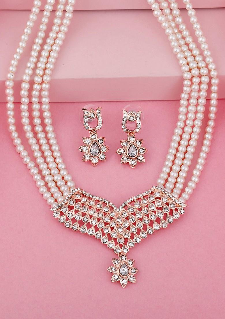 Rose Gold Solid Gold Plated Necklace Set