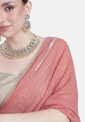 White Studded Gold Plated Necklace Set