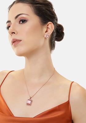 Pink Solid Gold Plated Necklace Set