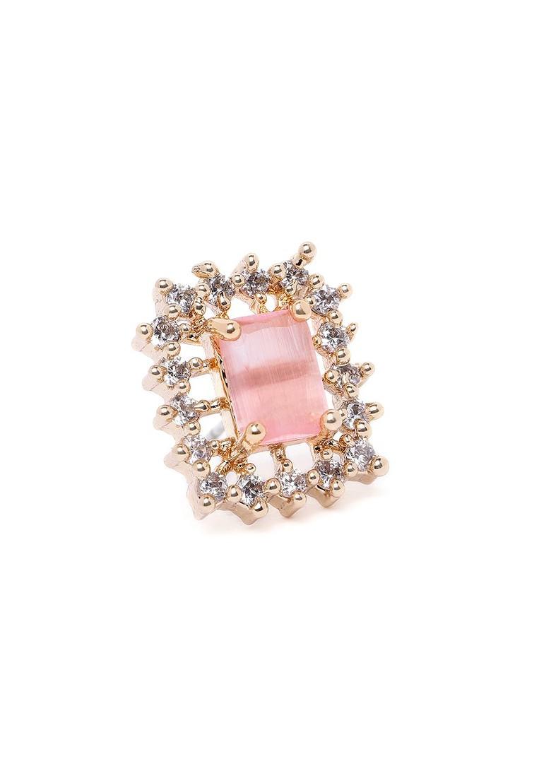 Pink Solid Gold Plated Necklace Set