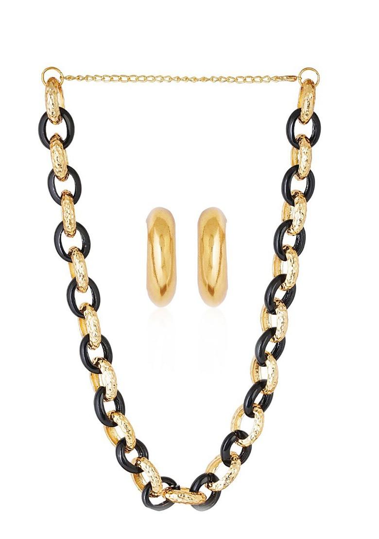 Black Solid Gold Plated Necklace Set