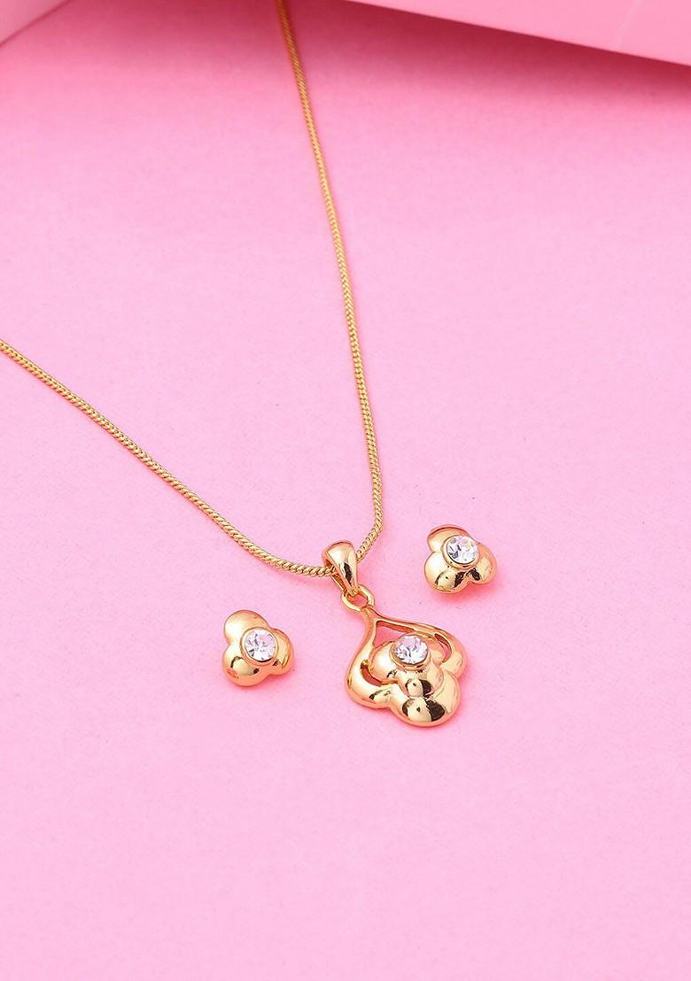 White Crystals Gold Plated Necklace Set