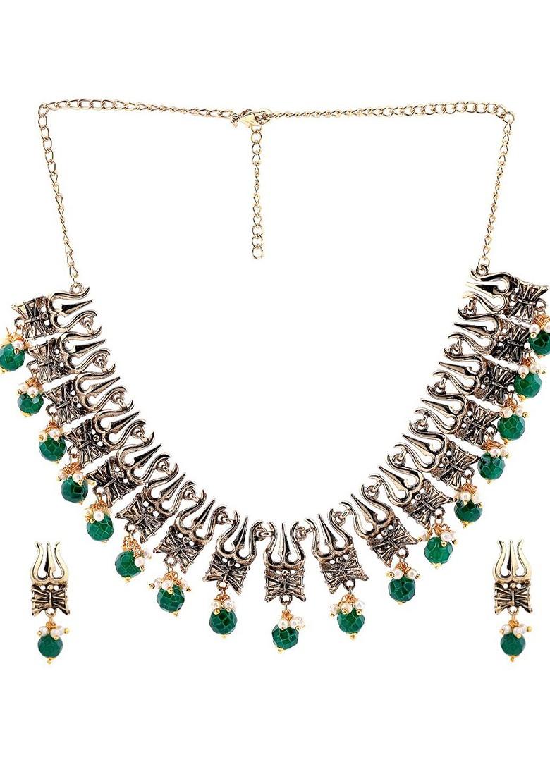 Green Solid Gold Plated Necklace Set