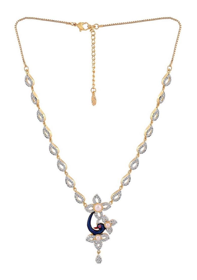 Blue Cz Gold Plated Necklace Set