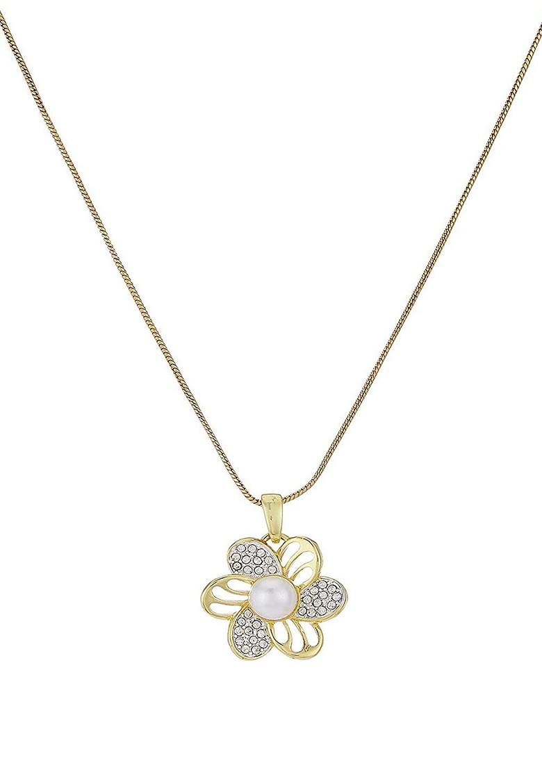 White Crystals Gold Plated Necklace Set